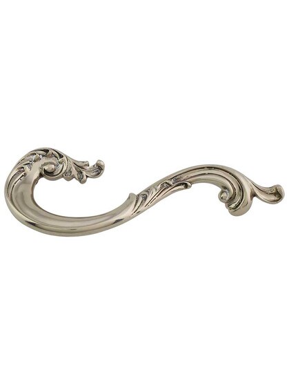 French Court Left-Hand Drawer Pull - 3 1/2 inch Center-to-Center in White Brass.